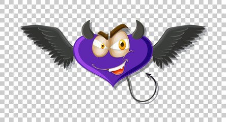 Devil cartoon character with facial expression on transparent background