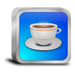 Button with a Cup of Coffee - 3D illustration