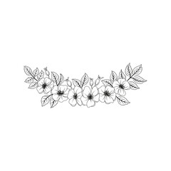 Wild rose flower bouquet line art isolated