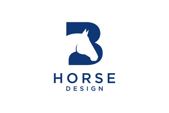 The logo design with the initial letter B is combined with a modern and professional horse head symbol