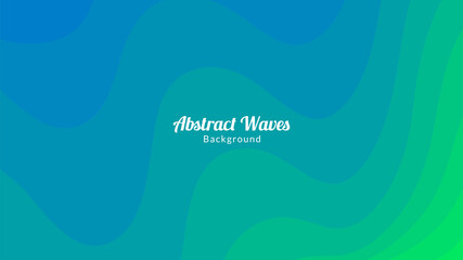 Abstract Gradient Colored Green and Blue Waves Background Design