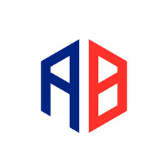 AB logo vector illustration. Letter AB hexagonal logo isolated on White Background