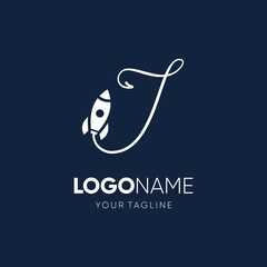 Letter I Rocket Logo Design Vector Graphic Icon Emblem Illustration
