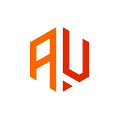 AU logo vector illustration. Letter AU hexagonal logo isolated on White Background