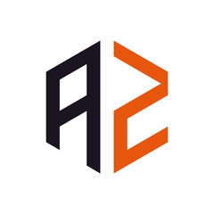 AZ logo vector illustration. Letter AZ hexagonal logo isolated on White Background