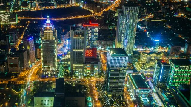 City Skyline Timelapse, Taipei at Night Taiwan