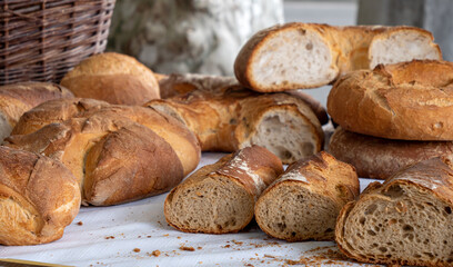 Freshly baked traditional french bread