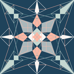 Pattern Name: "starburst" The pattern is made up of geometric figures. Both square and triangle were blended out into a modern-looking native pattern. 