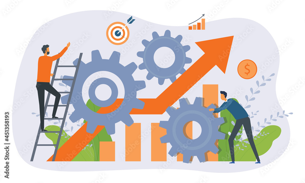 Poster business team process working management strategy for business marketing graph target. with people t