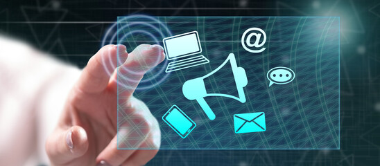 Woman touching a web marketing concept