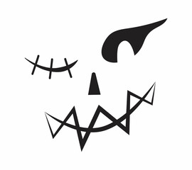 Scary Halloween face vector. Halloween pumpkin or ghost grimace.