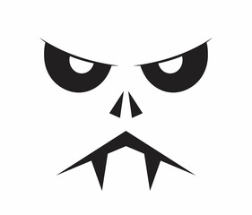 Scary Halloween face vector. Halloween pumpkin or ghost grimace.