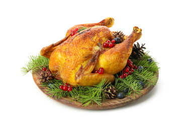 Christmas roast turkey isolated on white background