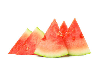 Juicy watermelon slices isolated on white background
