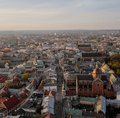 Obraz premium Aerial view of Old Town (Grodzka Street) in Krakow, Poland
