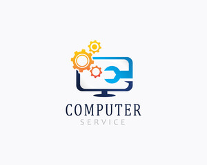 computer logo creative design template service option design concept