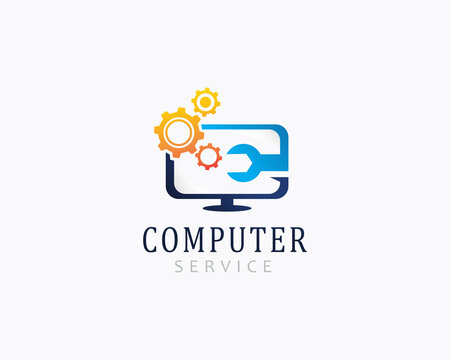 computer logo creative design template service option design concept