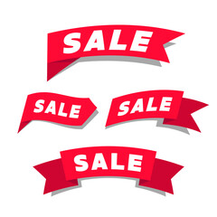 Sale red ribbon label. promotion banner vector.