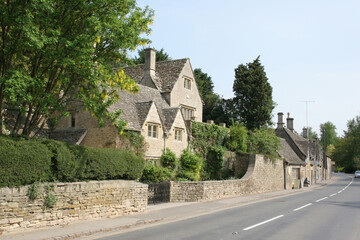 Fototapeta na wymiar Views of properties in Bibury, Gloucestershire in the UK