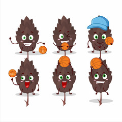 Talented conifers cartoon character as a basketball athlete