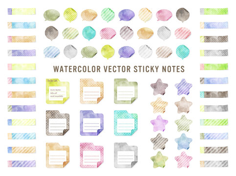 colorful watercolor vector sticky notes