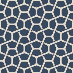 Vector seamless intertwined grid. Blue background.