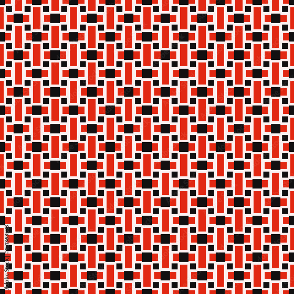 Poster Red and black rectangles. Vector seamless maze pattern.