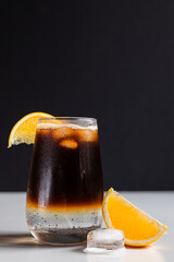 espresso tonic with ice lemon coffee copy space