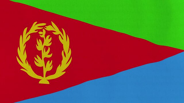 Loopable: Flag of Eritrea...Eritrean official flag gently waving in the wind. Highly detailed fabric texture for 4K resolution. 15 seconds loop.