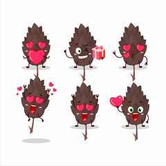 Conifers cartoon character with love cute emoticon