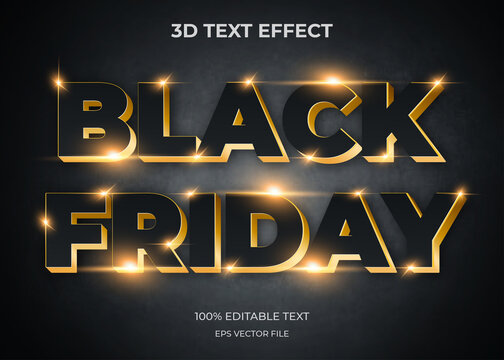 Black Friday 3d editable text effect Premium Vector