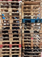 stacks of European wooden pallets