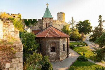 Fototapeta na wymiar Ruzica Church. The name means Little Rose Church. Kalemegdan Park in Belgrade Fortress. Serbia