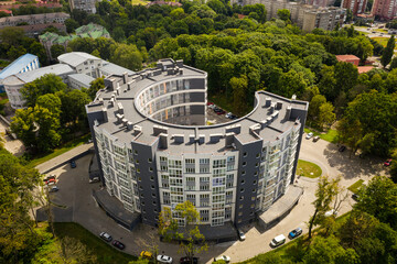 Aerial view of the circle building in Kaliningrad