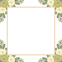 white background with arrangement yellow roses bouquet border