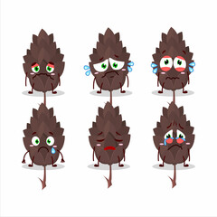 Conifers cartoon in character with sad expression