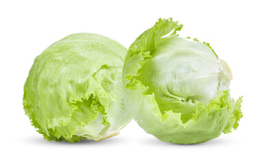 Green Iceberg lettuce on White - obrazy, fototapety, plakaty