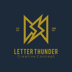 Logo Letter M with thunder vintage style