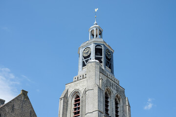 The Peperbus is the church tower of the Sint-Gertrudiskerk in Bergen op Zoom, Noord-Brabant province, The Netherlands
