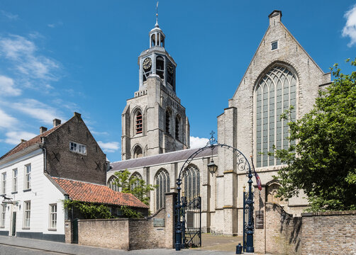 The Peperbus is the church tower of the Sint-Gertrudiskerk in Bergen op Zoom, Noord-Brabant province, The Netherlands