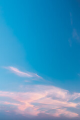 Vertical Dusk Sunset Sky, Evening blue Sky with colorful Clouds , Majestic summer sky Vertical shot.