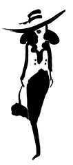 Silhouette of a women. Black and white silhouette of a lady. Figure of a girl. Silhouette of a girl. black and white Silhouette of a girl. Figure of a retro. Black and white figure. Silhouette of a re