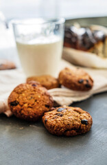  Oatmeal biscuits on a white wooden table