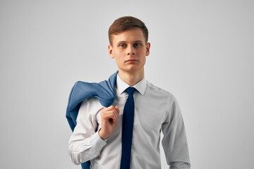 cheerful business man in shirt with tie manager office professional