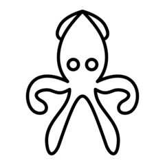 Squid Vector Outline Icon Isolated On White Background