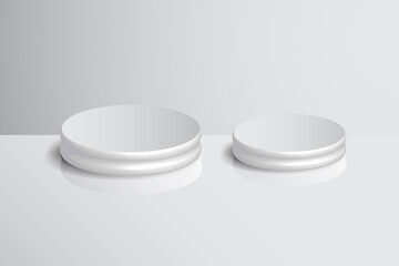 White Podium 3d, realistic stand product in background white.