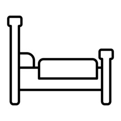 Bed Vector Outline Icon Isolated On White Background