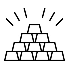 Gold ingots Vector Outline Icon Isolated On White Background