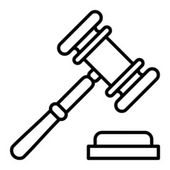 Gavel Vector Outline Icon Isolated On White Background