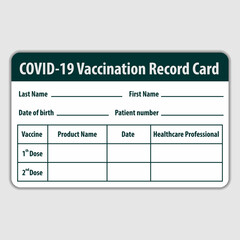 Covid-19 Vaccination card template. Vector illustration